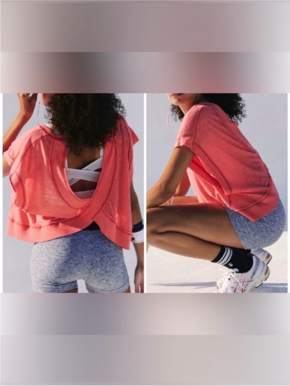 NWT Free People FP Movement My Time Tee - neon coral - medium, large